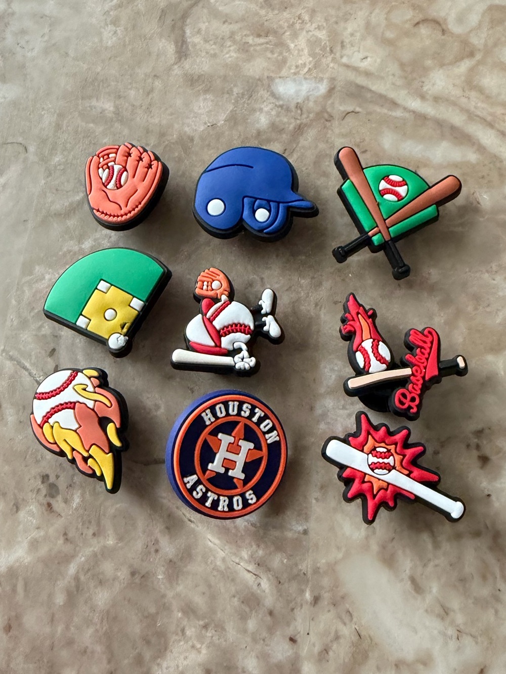 Baseball Shoe Charms Houston Astros KC Set of 9 Hat Glove